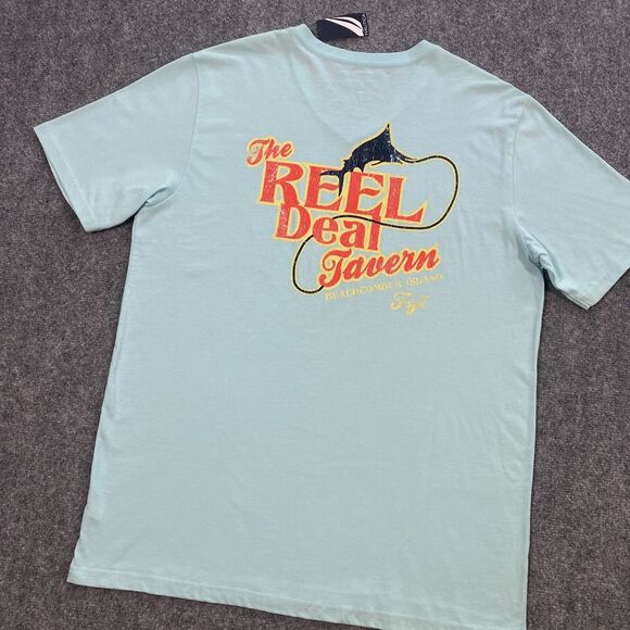 Nautica Reel Deal Tavern V-Neck Shirt Adult Medium Blue Beachcomber Island Fiji - Picture 2 of 16